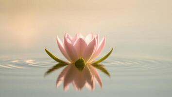 A pink lotus flower floating in water photo