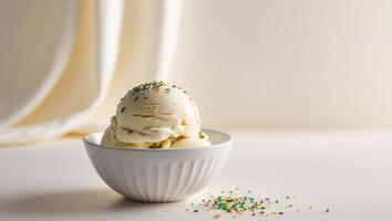 A bowl of ice cream with sprinkles on top photo