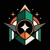 A logo with a geometric design on it vector