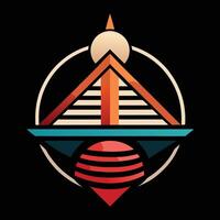 The logo for the game is a pyramid with a red and orange sun vector