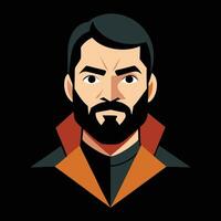 A man with a beard and a black jacket vector