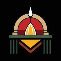 A logo for a temple with a candle on top vector