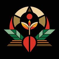 A colorful logo with a heart and leaves vector