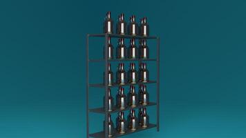 A black metal rack with bottles on it photo