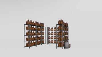 A 3d rendering of a rack of beer bottles photo