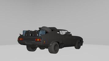 A 3d model of a car with luggage on the back photo