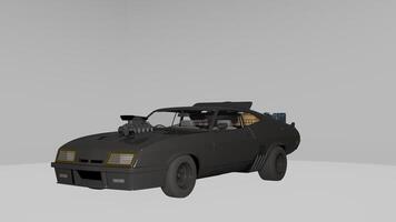A 3d model of a car with a gun on it photo