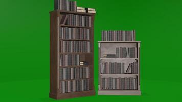 3d model of a tall bookcase with books on it photo