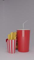 A red cup with a straw and a hamburger photo