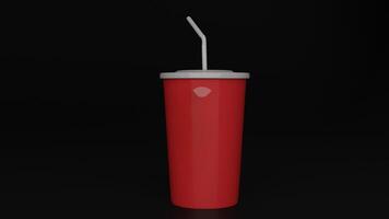 a red cup with a straw in it photo