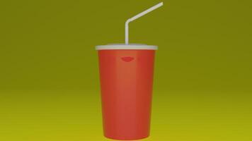 a red cup with a straw in it photo