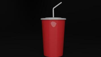 a red cup with a straw in it photo