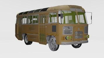 a 3d model of a bus with a green roof photo