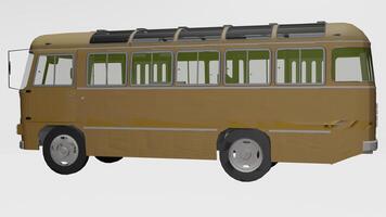 a 3d model of a bus with a green roof photo