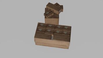 A 3d model of a building with a roof photo