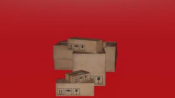 A stack of cardboard boxes on a red background photo