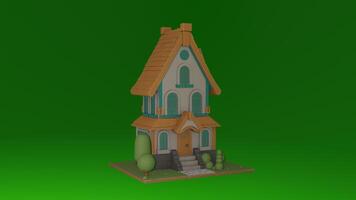 A 3d model of a house on a green background photo