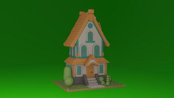 A 3d model of a house on a green background photo