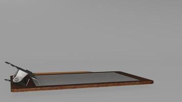 A 3d model of a computer with a mouse and keyboard photo