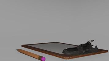 A pencil and a clipboard on a table photo