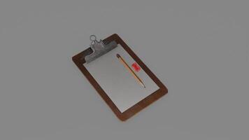 A clipboard with a pencil and pen on it photo