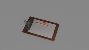 A clipboard with a pencil and pen on it photo