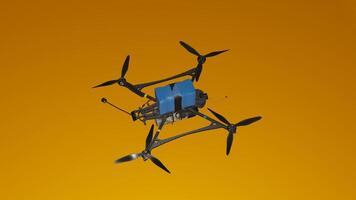 A small drone with propellers flying in the air photo