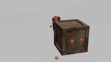 A wooden box with a few eggs in it photo