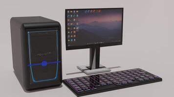 A computer with a keyboard and monitor photo