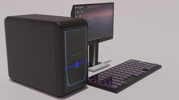A computer with a keyboard and mouse photo