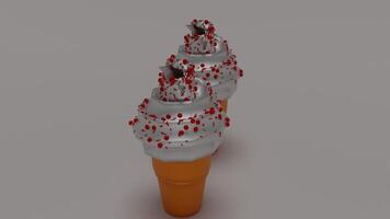 Two ice cream cones with red sprinkles on them photo