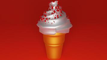 A red and white ice cream cone with blood on it photo