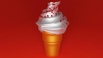 A red and white ice cream cone with blood on it photo