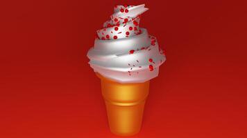 A red and white ice cream cone with blood on it photo