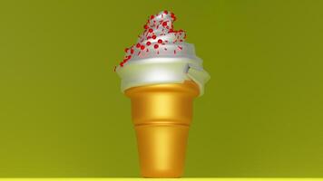 An ice cream cone with red sprinkles on top photo