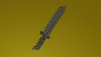 A knife is shown on a yellow background photo