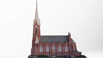 A model of a church with a steeple photo
