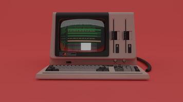 An old computer with a keyboard and monitor photo