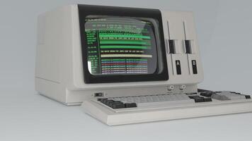 An old computer with a keyboard and monitor photo