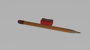 A pencil and a red box on a gray background photo