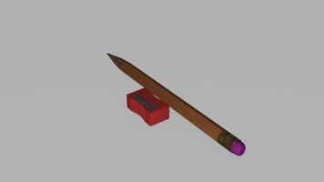 A pencil and a red box on a gray background photo