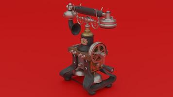 A 3d model of a telephone on a red background photo