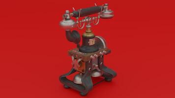 A 3d model of a telephone on a red background photo