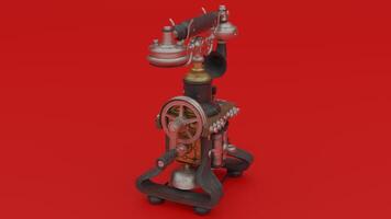 A 3d model of a telephone on a red background photo