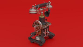 A 3d model of a telephone on a red background photo