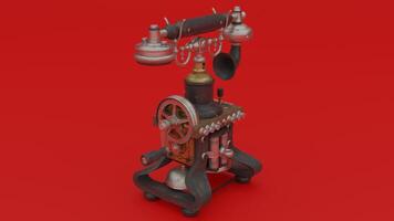 A 3d model of a telephone on a red background photo