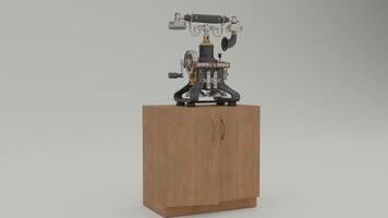 A 3d model of a machine on top of a wooden stand photo