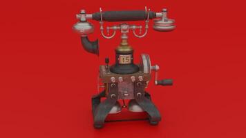 A 3d model of a telephone on a red background photo