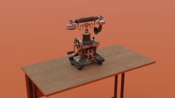A small table with a small machine on it photo