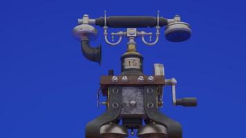 A 3d model of a telephone on a blue background photo